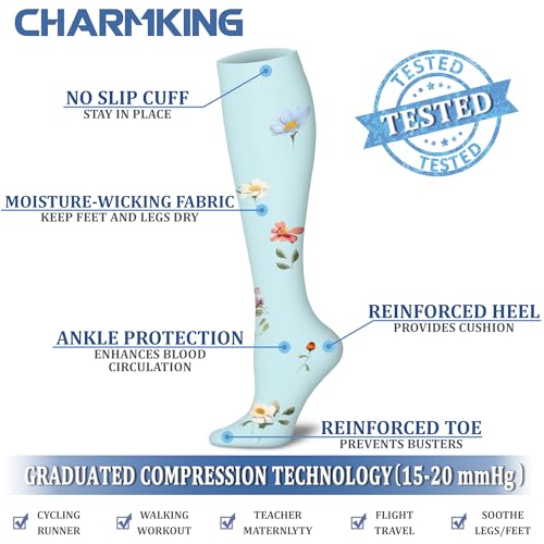 CHARMKING Compression Socks for Women & Men Circulation (8 Pairs) 15-20 mmHg is Best Support for Athletic Running,Hiking4