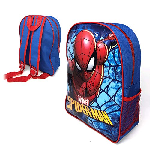 Spiderman Pequeño Luz Lona Mochila Con Bolsillo de Malla