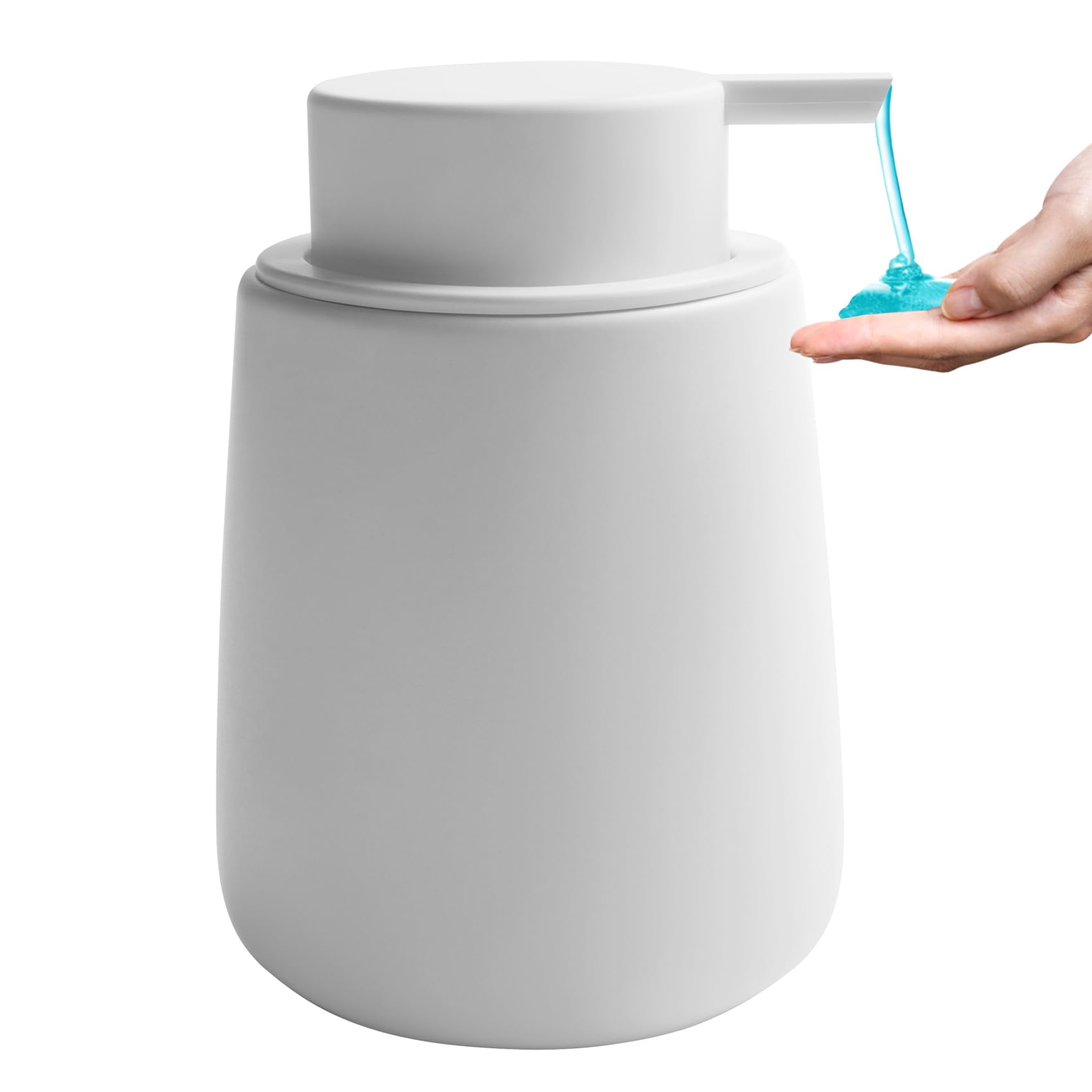 Dispensador de jabón de cerámica con bomba fácil de prensar, dispensador de líquido de loción de manos para champú, baño, cocina, 12 onzas, color blanco 2