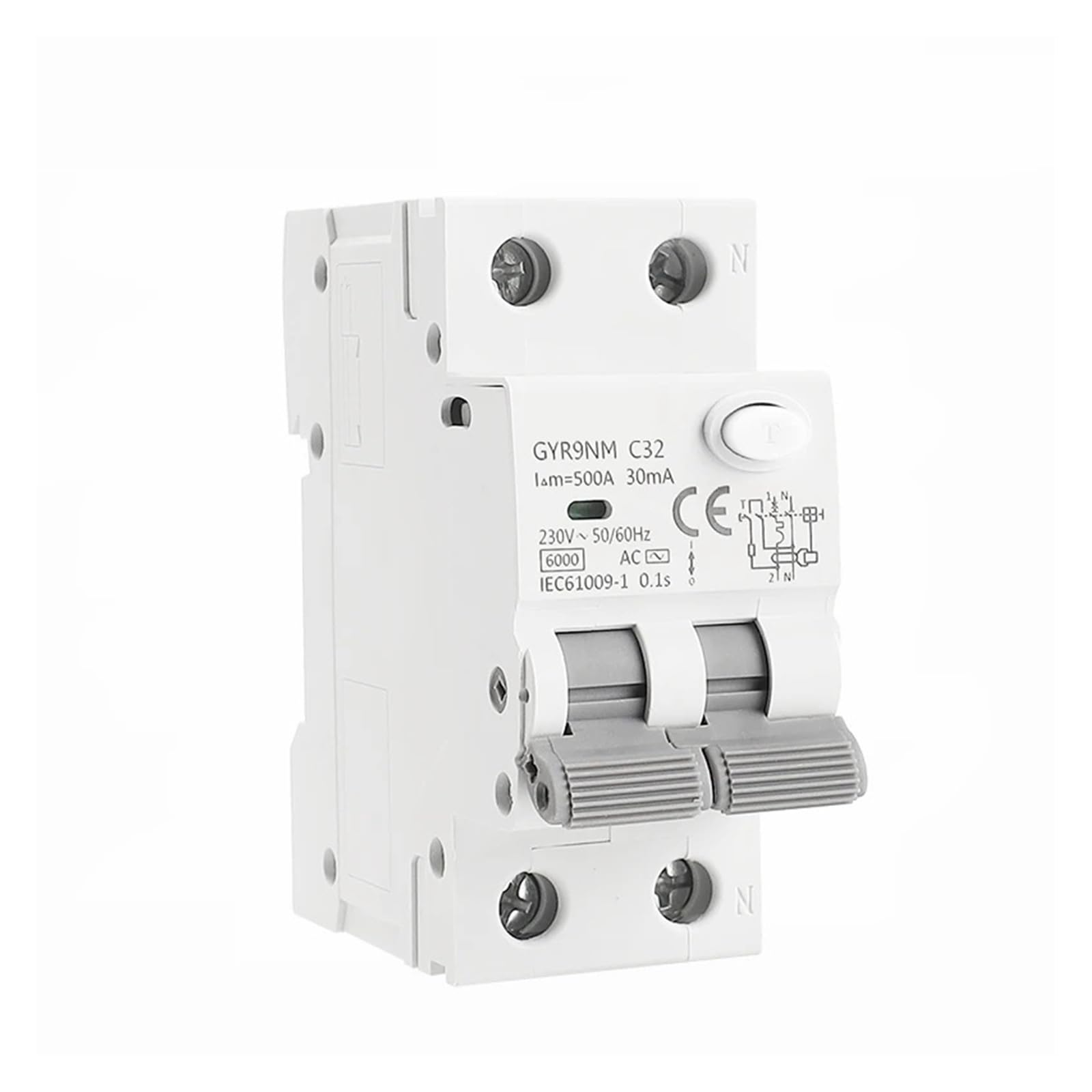 GYR9NM AC Type RCBO 2P 4P Magnetic Circuit Breaker with Over Current and Leakage Protection Din Rail 10A 16A 25A 32A 40A(30mA,4P 16A)