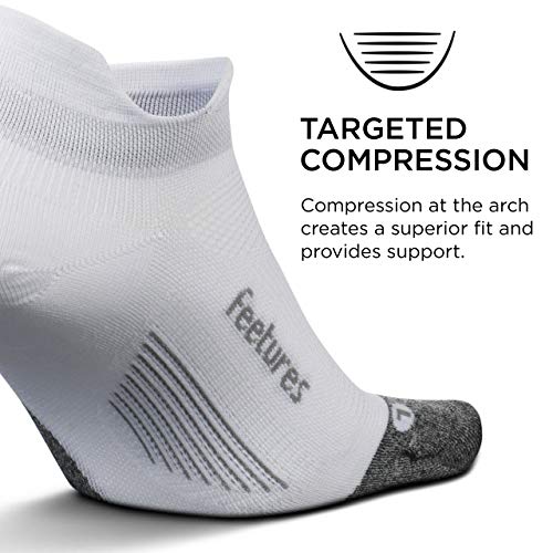 Feetures Elite Light Cushion No Show Tab Ankle Socks - Sport Sock with Targeted Compression - White, S (6 Pair)2