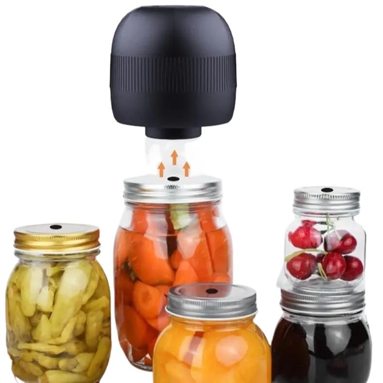 Sellador al Vacío Mason Jar Kit de sellador al vacío eléctrico portátil for tarros de albañil, mini cocina, bomba selladora de alimentos al vacío, dispositivo automático, labios de embalaje(VP06-Khaki