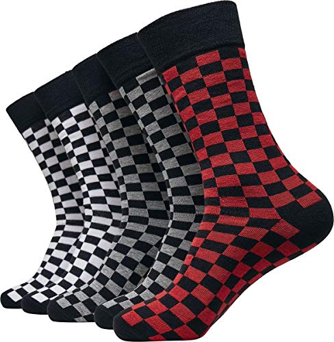Urban Classics Pack-5 Calcetines a cuadros Unisex Calcetines gris/blanco/rojo EU 43-46