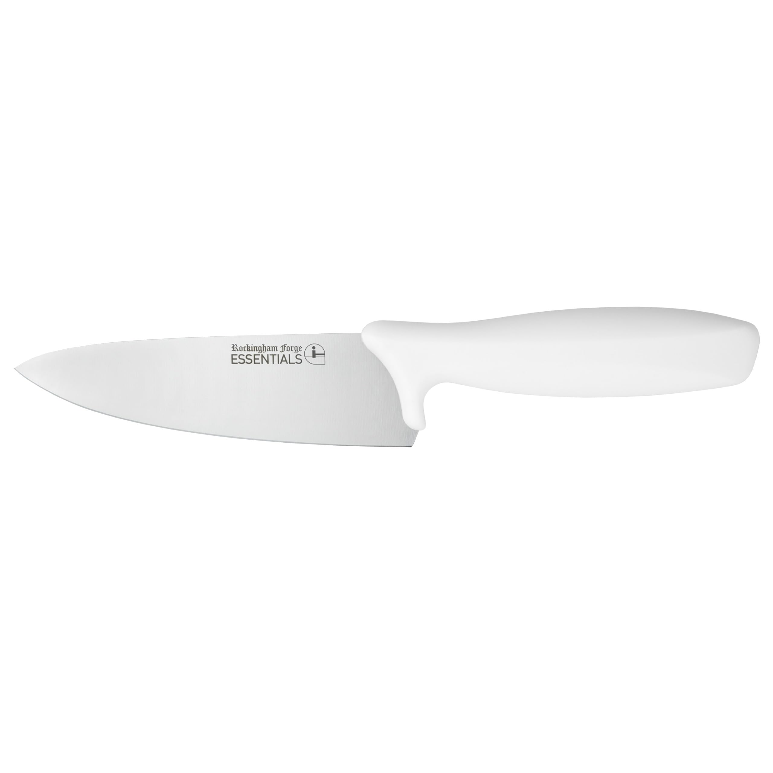 Rockingham Forge Essentials White Handle Chef’s Knife 15cm for Bakery & Dairy - Coloured Knives for Food Hygiene, Allergen and Intolerance - Colour Coded Stainless Steel Kitchen Knives