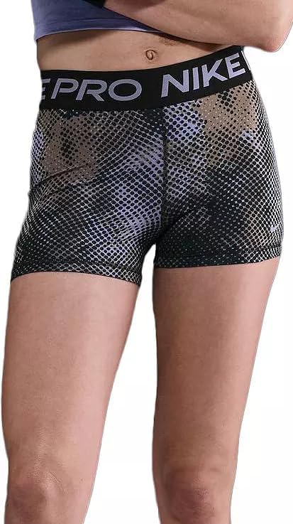 Nike Women's Pro Sport 3" Biker/Compression Running/Training Shorts, Black/Purple Pattern