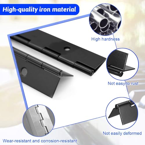 Klavierband Edelstahl, 4 Stück 30 cm Klavierscharnier Klavierband Scharnier Stangenscharnier, Edelstahl Scharnier Klavierband für Bootsschränke Aufbewahrungs Box, Mit 48 Schrauben (Schwarz)