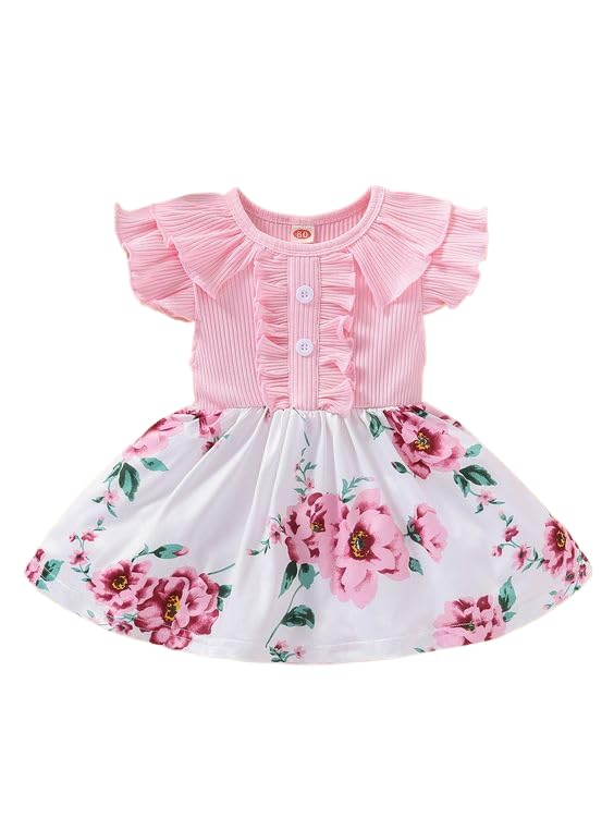 OMLIBaby Girl Dress | Toddler Dress | Long Sleeve Infant Casual Dress | Ruffle Print Clothes (Multicolor)…