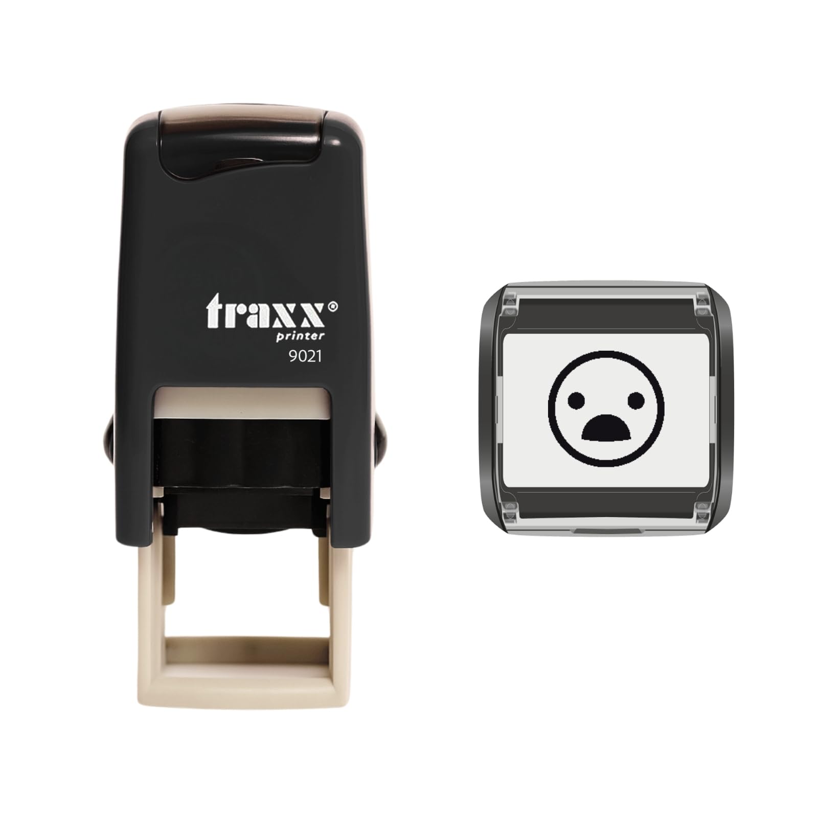 Traxx 9021 Loyalty Card Self Inking Rubber Stamp *an Anguished Face Emoticon in Black Ink*