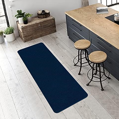Beverly Rug Hallway Runner Rug, Washable Runner Rugs with Rubber Backing, Bathroom Rug Runner, Entryway Runner Rug, Indoor Kitchen Carpet Runner Non Slip, 20"x59", Denim Blue Cover