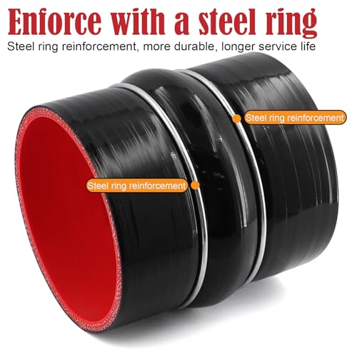 Image of ID 3-1 /2 inch Silicone Straight Coupler Hose 4-Ply Length 4 inch with 2 T-Bolt Clamps as Turbo Intercooler Intake Pipe,Fits Pipe OD up to 3.5 in(89mm)