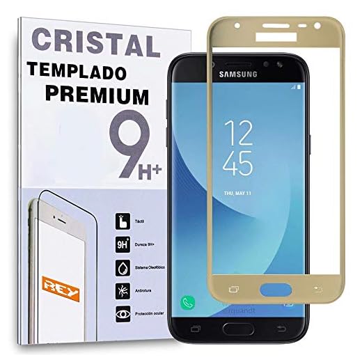 REY Verre Trempé 3D pour Samsung Galaxy J5 2017, Or, Protecteur d'écran qualité supérieure, Protection Complète, 3D, 4D, 5D