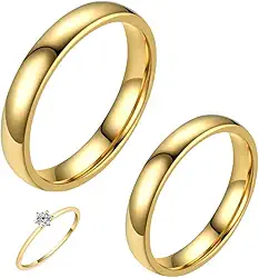Par de Alianças Casamento 4mm Tradicionais Banhado a Ouro 18k Noivado Casal Aliança Ouro