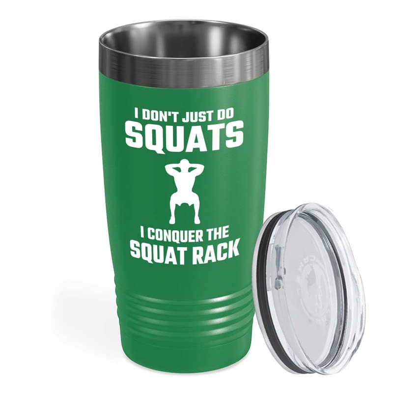Flairy Land Gym Squat Green Tumbler 20oz - the squat rack - Squat Bar Weights Funny Workout Pullup Rack Squat Tack Fitness