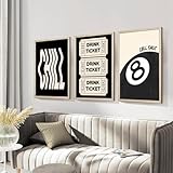 BeiYiHo 3 Tableau Decoration Murale Noir et Blanc Citation Affiche Moderne Boule de Billard 8 Poster Mural Art Impression sur Toile Deco Chambre Ado Fille Garcon 30x40cm sans Cadre (BYGC076 30x40)