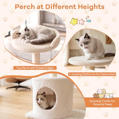 Árbol para gatos moderno 43 pulgadas con juguetes y rascadores miniatura 6