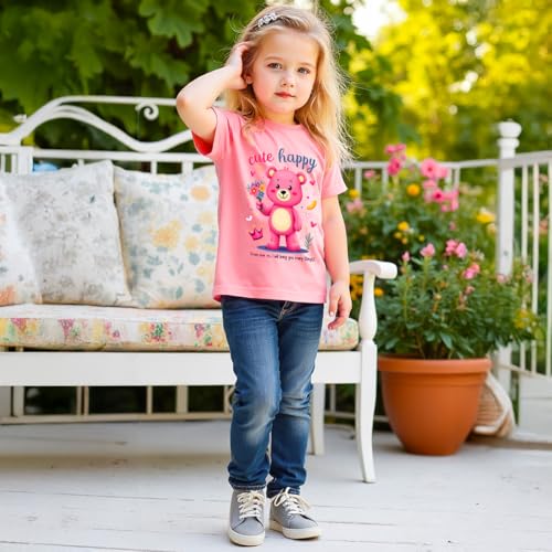 Image of Girls' Graphic Tee and Jeans Set - Stylish and Comfortable Short-sleeved tops and pant Outfit 2-8 Years