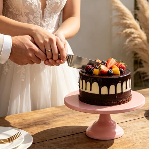 VIKKSAER 3 PCS Pink Cake Stand Set, 8/10/12 Inch Metal Dessert Display Stand, Suitable for Weddings, Birthdays, and Parties by VIKKSAER - Used condition - Image 7