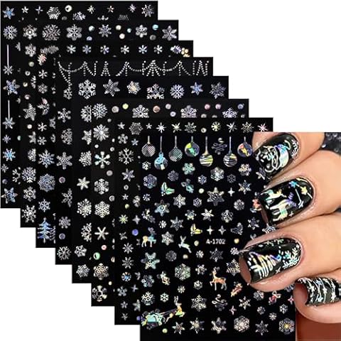 GUFUGU 12 Sheets Christmas Nail Stickers Cover