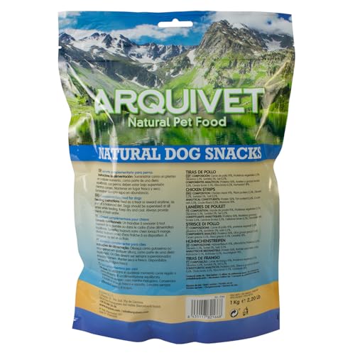 Arquivet Hähnchenstreifen – 1 kg (1 Stück) – Natürliche Snacks für Hunde