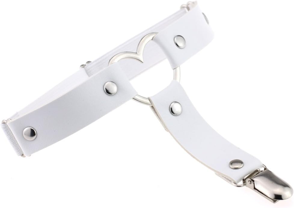 Women Leather Garters Sexy Heart Leg Garter Belt Kawaii Punk Rock Anti-Slip Clips Elastic Garter 2pcs
