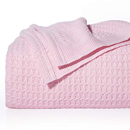 Bedsure 100% Cotton Thermal Blanket - 405GSM Soft Blanket in Waffle Weave