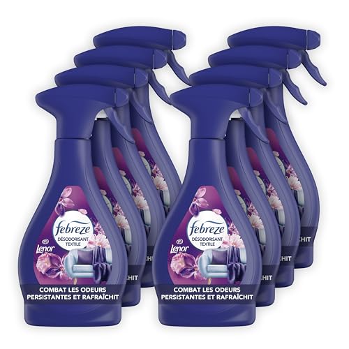 Febreze Spray Désodorisant Textile (500ml x8), Bouquet Floral de Lenor, Combat Les Odeurs Emprisonnées Dans Les Tissus, Laisse Un Parfum Frais