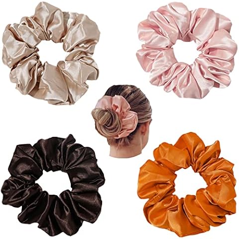 RTTYOA Oversized Scrunchie, 7.8inch /20cm Large Hair Scrunchies, Soft Silk Organza Scrunchy, Donut Hair Ties, Elastics Ponytail Holder, Leopard Hair Bands, Cheetah Hair Ropes, Fluffy Cloud (Style61) Cover