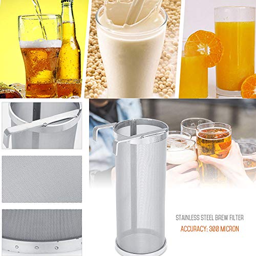 Merrday Stainless Hop Spider Beer Keg Trockentrichterfilter Filter Strainer 300 Micron Mesh für Bier zu Hause Brewing Kettle Kegging Equipment 4X10 inch