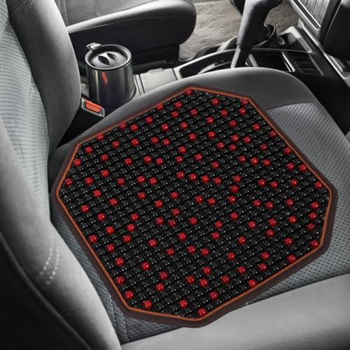 Image of 1Pc Wood Bead Car Seat Cover Cooling Cushion Breathable Natural Wood Beads for Summer Comfort Massage Function Easy Installation for Cars Trucks and Office Chairs Wine Red