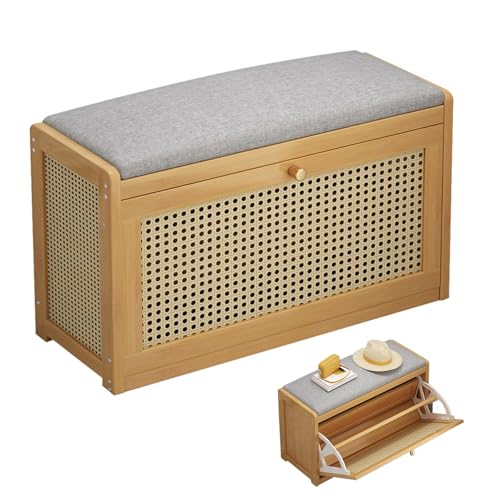 Banc à chaussures gain de place avec coussin et étagère réglable - 2