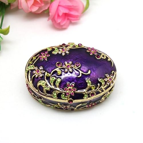 GPDNBIEU Jewellery boxes, Enamel Colored Metal Oval Jewelry Box Ornaments for Wedding Gifts(Style3)