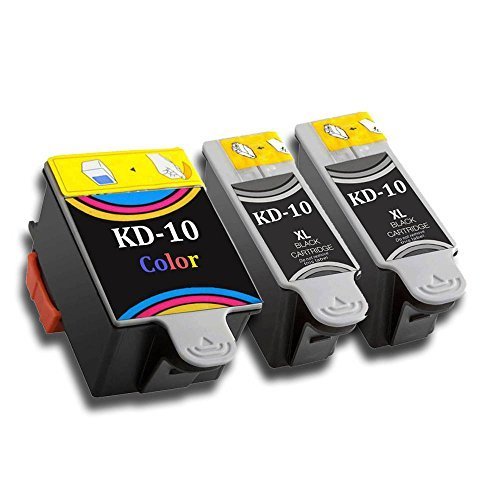 Pack de 3 cartouches d'encre Kodak 10XL compatibles Eurotone noir et couleur haute capacité