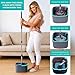 True & Tidy True Clean Spin Mop & Bucket System – Dual Compartment Design for Clean & Dirty Water, 360° Swivel Mop Head, Built-in Scrubbing Brush, Stainless Steel Handle & 2 Reusable Microfiber Pads
