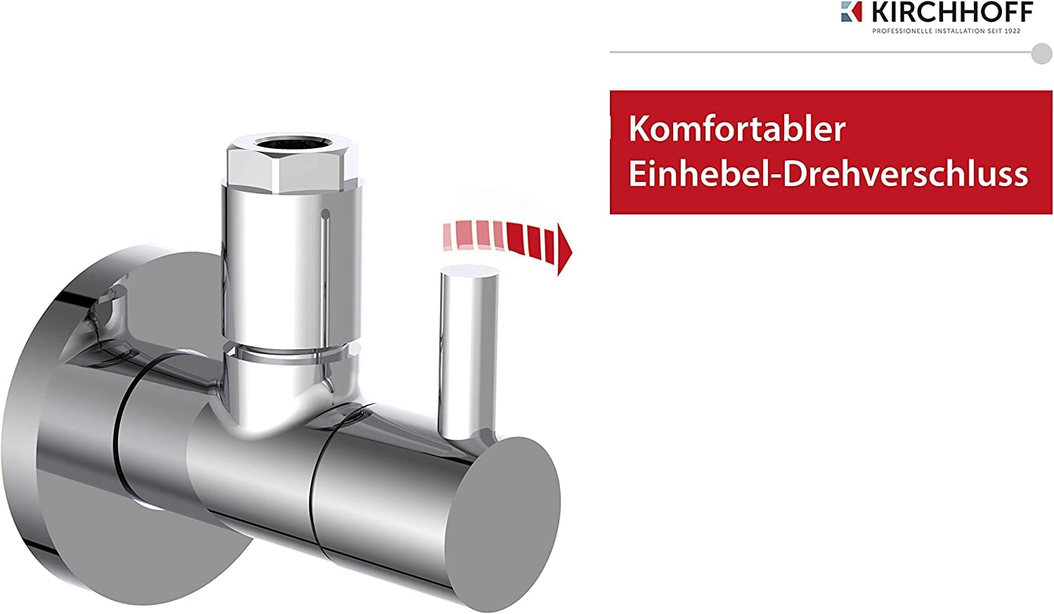 Kirchhoff 98166110-2 designerski uniwersalny zawór kątowy, zestaw 2 sztuk, z szybkim zamknięciem, dwupak, zawór regulacyjny kątowy do przewodów zimnej i ciepłej wody, chrom