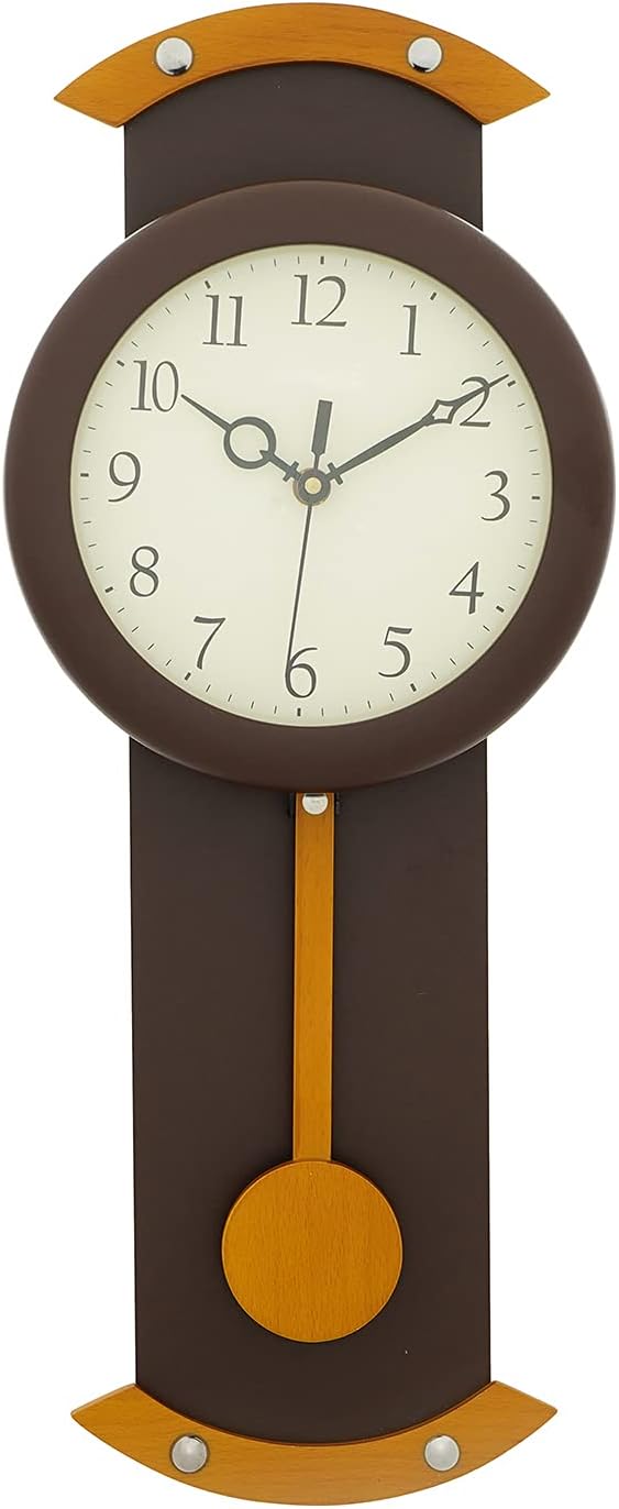 CHRONIKLE Elegant Vertical Pendulum Wooden Chocolate Color Analog Home Decor Wall Clock with Sweep Movement (Size: 19.5 x 6.5 x 47.5 CM | Weight: 780 grm | Color: Chocolate)