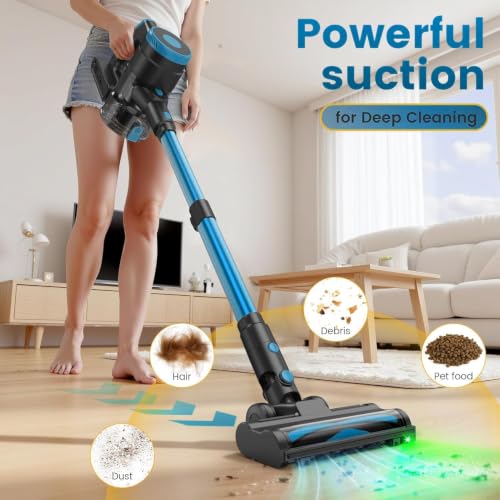 Image of Zefiro 450W Cordless Vacuum Cleaner,45Mins Runtime Vacuum Cleaners for Home, Anti-Tangle and 1.5L Dust Cup, Lightweight Vacuum for Hardwood Floor Carpet Pet Hair