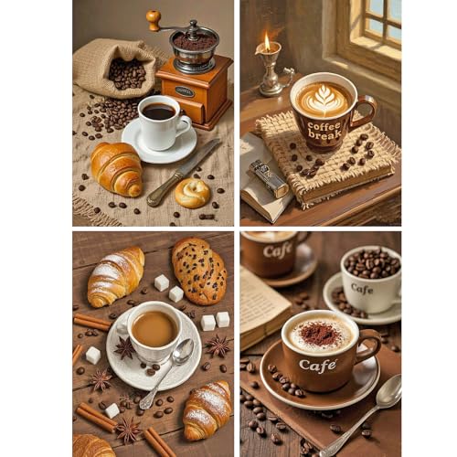 Mosaico bordado de punto de cruz de café, un regalo de arte perfecto para adultos