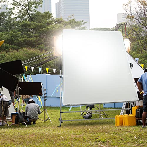Wellmaking 79 X 59 Inches Photography Light Diffuser With 320 Degree Rotatable Frame And 7-10 Feet Height Adjustable Support Stand With Casters, For Photo Video Shooting,Translucent,Silver And Black #TOP6