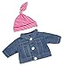 Bayer Design 83054AA Kleidung für Puppen Circa 30 cm, Jeansjacke mit Mütze, Puppenzubehör, Jeans, rosa