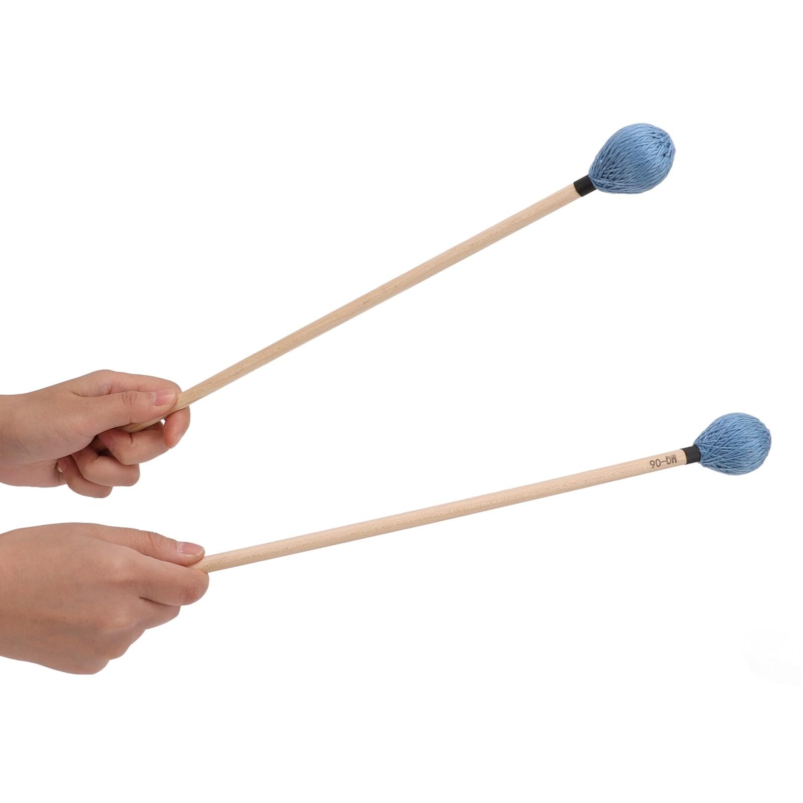 Mazzuolo Medio Duro, Mazzuolo in Filato Duro Liscio, Riproduzione Morbida 1 Paio di Bacchette per Marimba Professionali per Strumenti a Percussione (Blu)