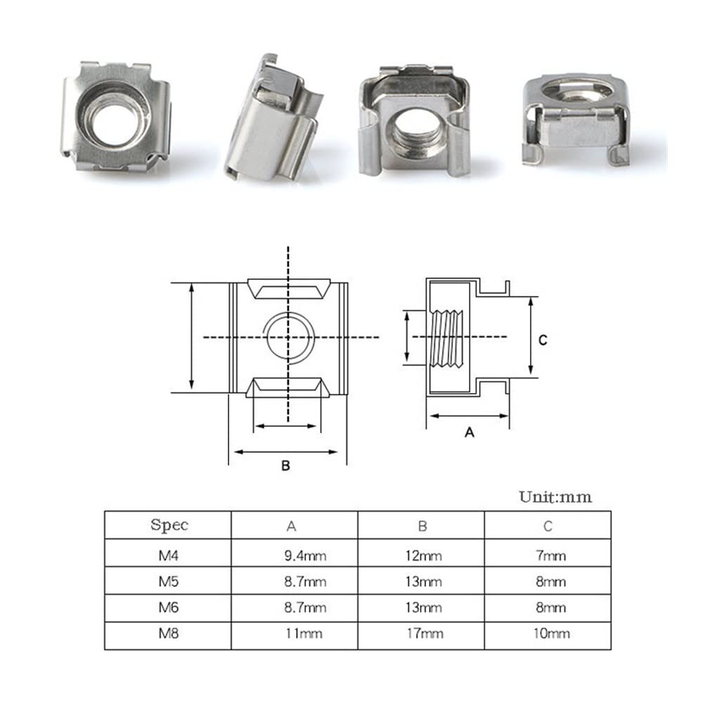 10 Dadi A Gabbia In Acciaio Inox 304 - Formato M6 | Per Montaggio Rack E Cabinet - Foto 7