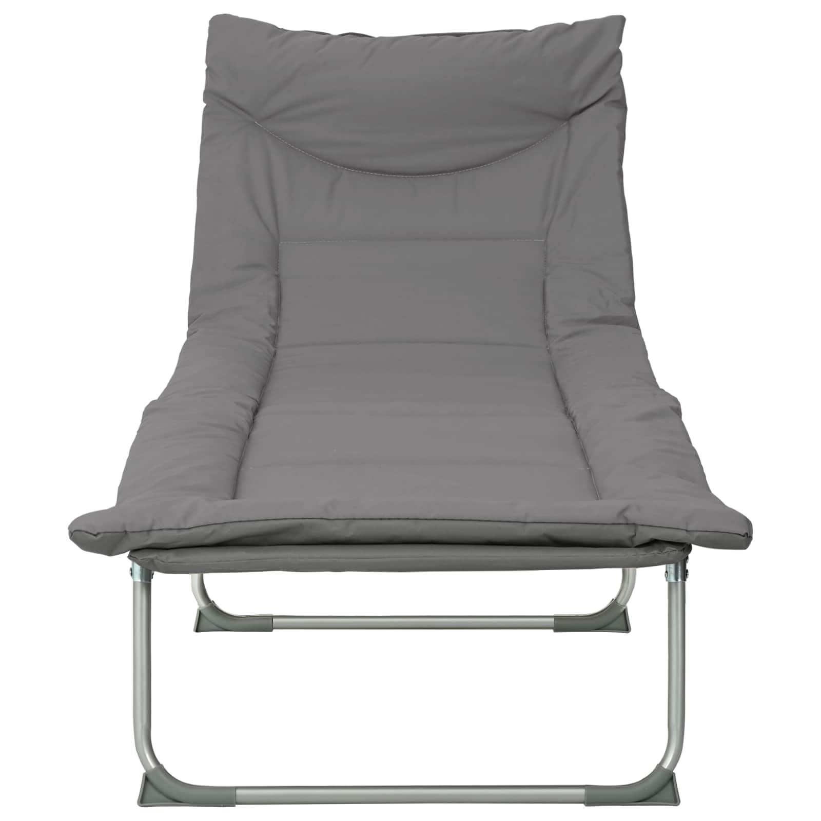 Genérico - Hamaca plegable de acero resistente con cojín (2 unidades), color gris | Poliéster Oxford, Respaldo de 5 posiciones, Bolsillo lateral, Pies antideslizantes, Plegable