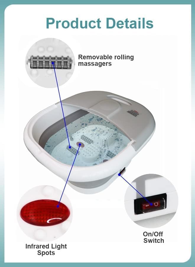 Multifunctional feet soaking bath basin with Shiatsu Rollers | Foot exemption, pedicure, and home spa massage for travel. All-in-one electric gray basin Multifunctional feet soaking bath basin with Shiatsu Rollers | Foot exemption, pedicure, and home spa massage for travel. All-in-one electric gray basin