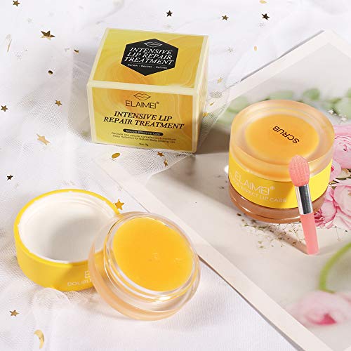 Lip Sleeping Mask, Lip Scrub Mask With Double Effect, Repair Lip Mask For Dry, Cracked Lips, Lip Moisturizer For Lip Treatment Care, Lip Repair Balm (Orange) #TOP6
