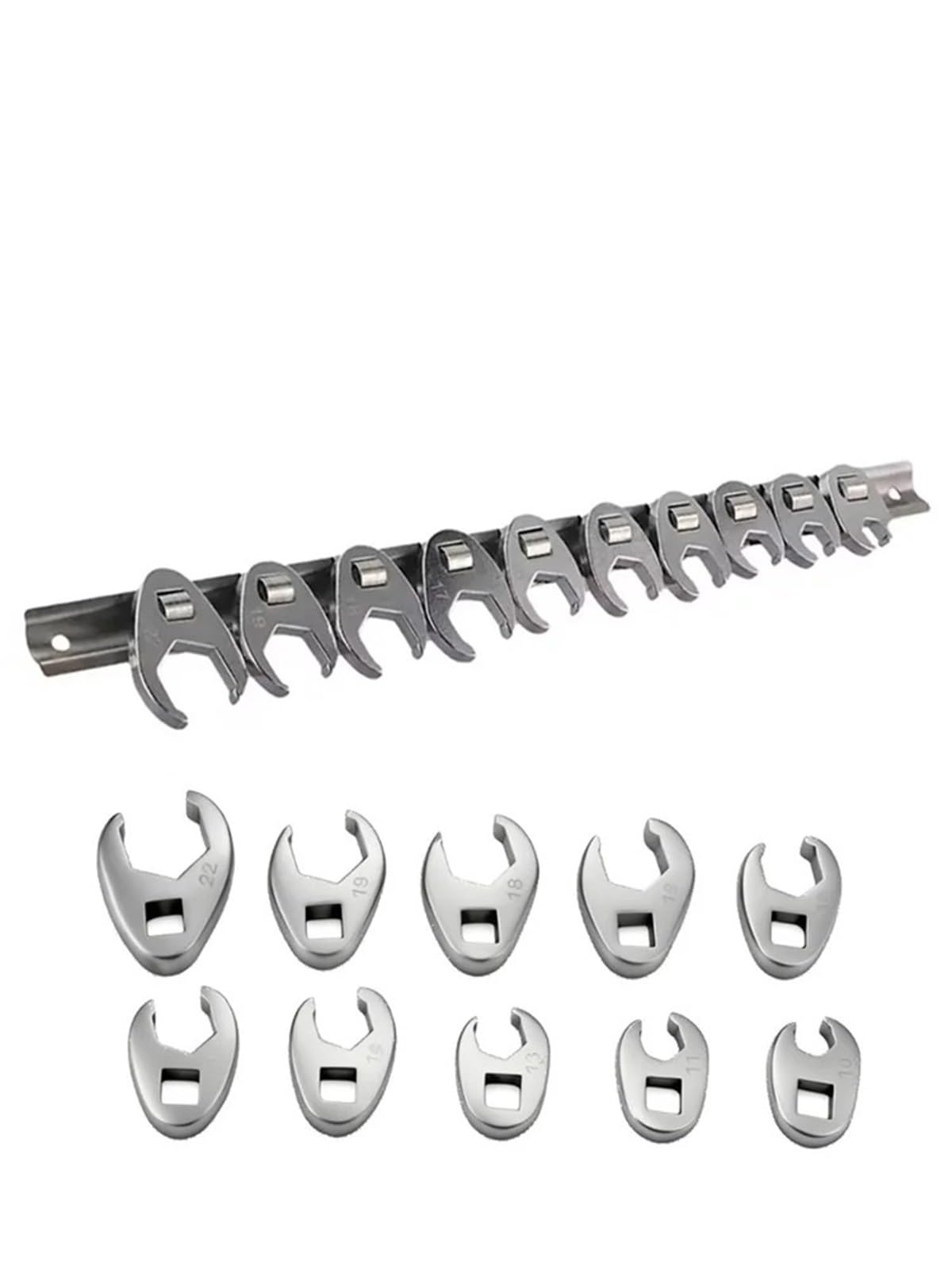 Xuczhai One Color 10-Piece 10-22Mm Metric Crowfoot Wrench Set, 3/8In Drive Nut Tool Kit, Open End