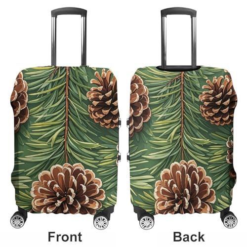 Pine Cone Border Luggage Covers Tsa Approved Suitcase Cover Elastic Washable Luggage Sleeve Carry on Cover Protector Anti-Scratch Suitcase Protector Fits 19-30 Inch Case(XL)3
