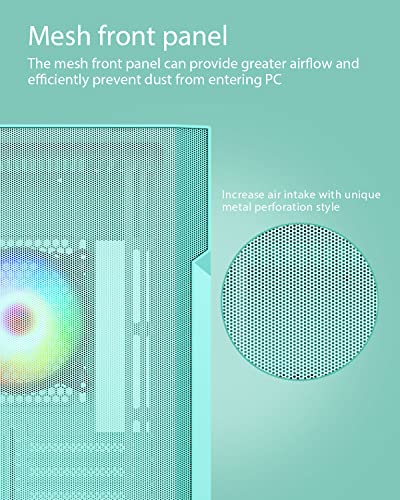 Vetroo M03 Compact Computer Case Micro Atx Mini Itx Mint Green Gaming Pc Case Rear 120Mm Argb Fan Pre-Installed Door Opening Tempered Glass Side Panel & Front Mesh Panel #TOP7