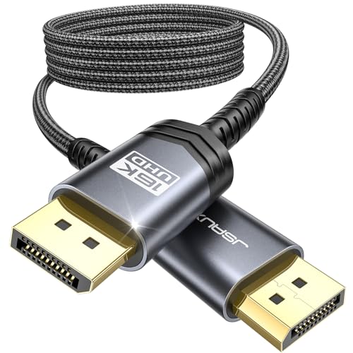 JSAUX Displayport Cable 2.1/2.0 10FT, DP 2.1 Cable Support 16K@60Hz, 8K@120Hz, 4K@240Hz 80Gbps, Backward Compatible with DP1.4/DP1.2, Displayport 2.1 Cable Compatible with Monitor, Laptop, Graphics