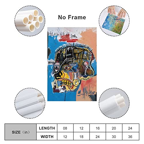 Nobrim Bassquiat Skull Poster Jean-Michel Bassquiat Graffiti Art Poster Untitled 1981 Prints Wall Art Poster Print On Canvas Painting Wall Art For Living Room Home Decor Boy Gift 12X18Inch(30X45Cm) #TOP1