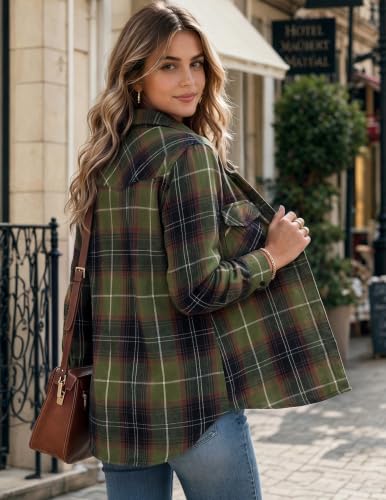 Image of Zeagoo Flannel Shirt Women Plaid Button Down Shackets Long Sleeve Fall Tops | Cotton Brushed Flannel Shirts Lightweight Loose Fit Blouse Business Casual Office Outfits 2026 Fashion Summer Western Clothes